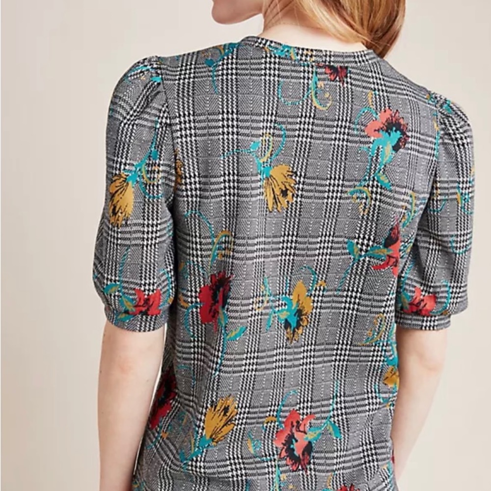 ANTHROPOLOGIE Sunday in Brooklyn Gretchen Houndstooth Floral top size S - Picture 4 of 12